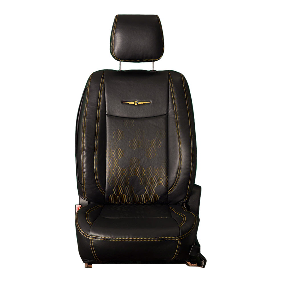 Nappa PR HEX Art Leather Car Seat Cover For Tata Harrier | in Black Colour | Elegant Auto Retail