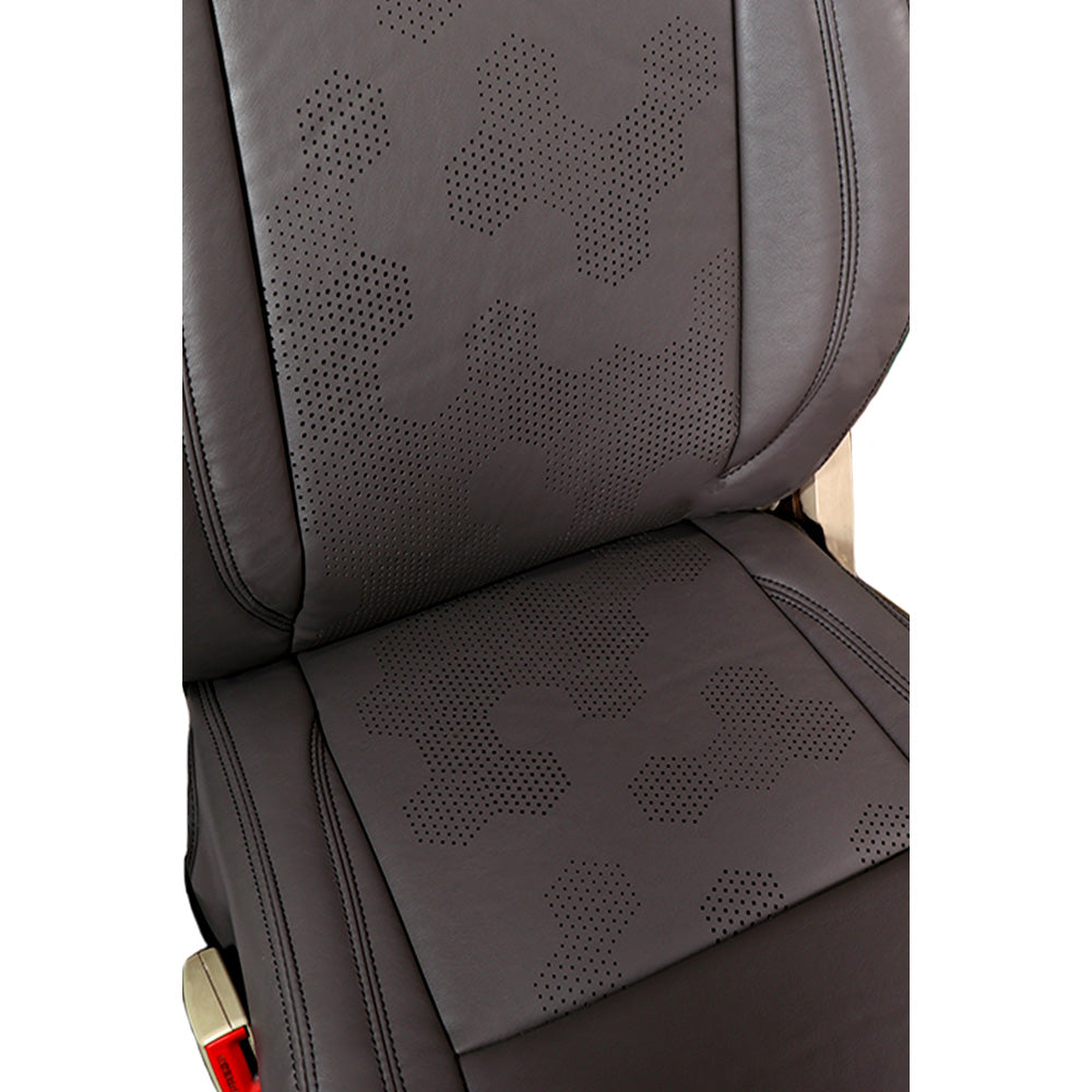 Nappa PR HEX Art Leather Car Seat Cover For Tata Harrier | in Grey Colour | Elegant Auto Retail
