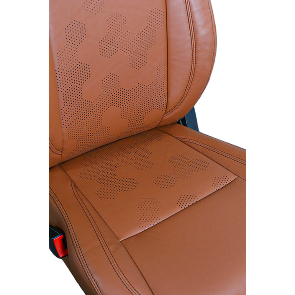 Nappa PR HEX Art Leather Car Seat Cover For Tata Harrier | in Tan Colour | Elegant Auto Retail