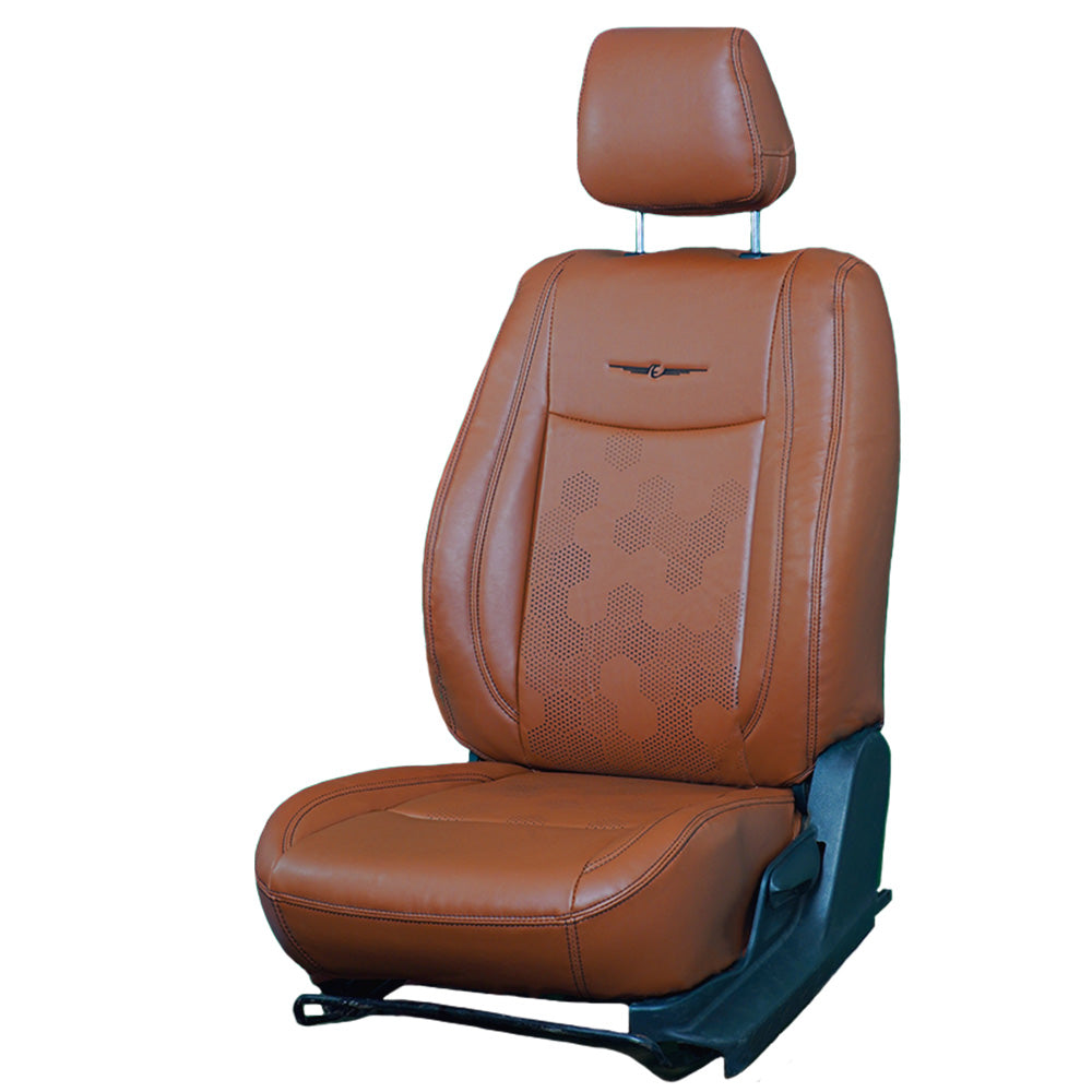 Nappa PR HEX Art Leather Car Seat Cover For Tata Harrier | in Tan Colour | Elegant Auto Retail