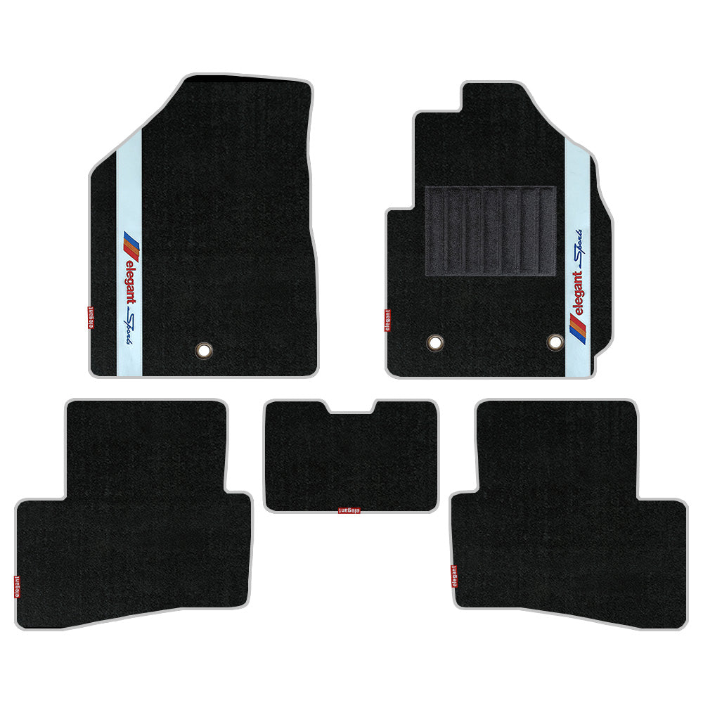 Sports Carpet Car Floor Mat For Hyundai Alcazar - Black Silver | Elegant Auto Retail