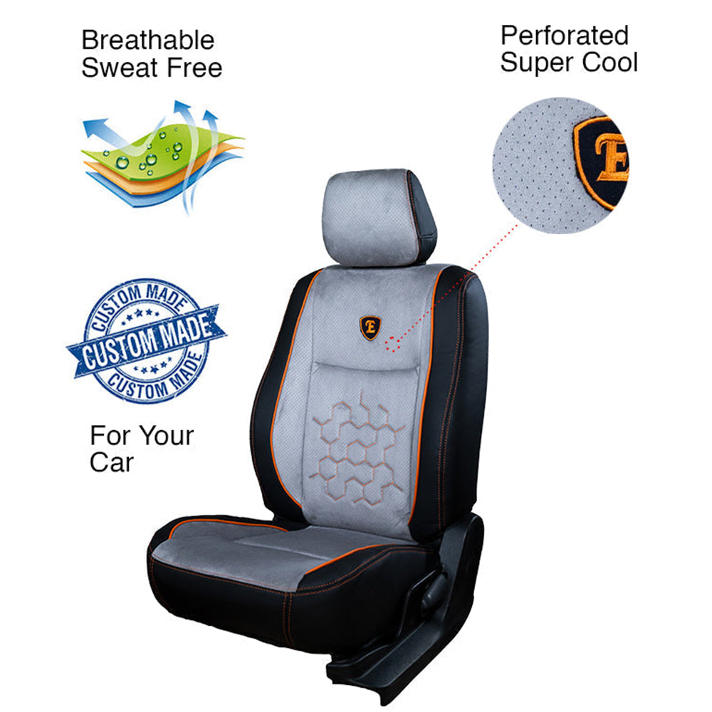 Icee Duo Perforated Fabric Car Seat Cover For Jeep Wrangler Rubicon - Black Grey Orange | Elegant Auto Retail