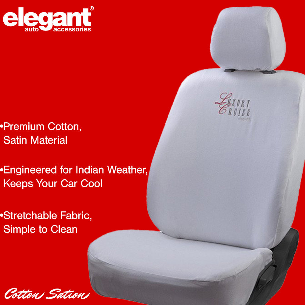 Cotton Satin Fabric Car Seat Cover For Jeep Compass - White | Elegant Auto Retail