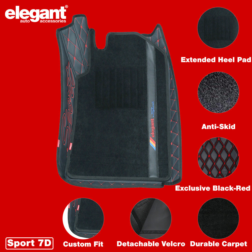 Sport 7D Carpet Car Floor Mat For Tata Nexon- Black White | Elegant Auto Retail