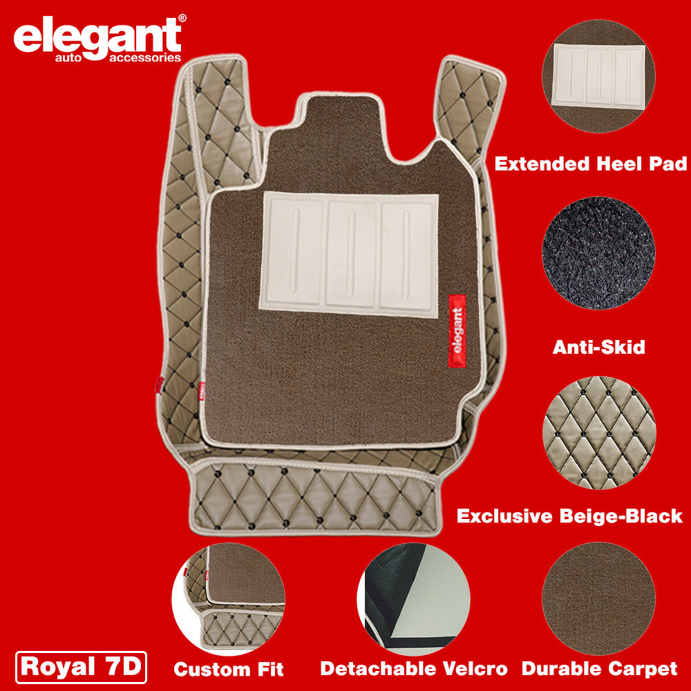 Royal 7D Car Floor Mats For Ford Endeavour - Beige Black | Elegant Auto Retail