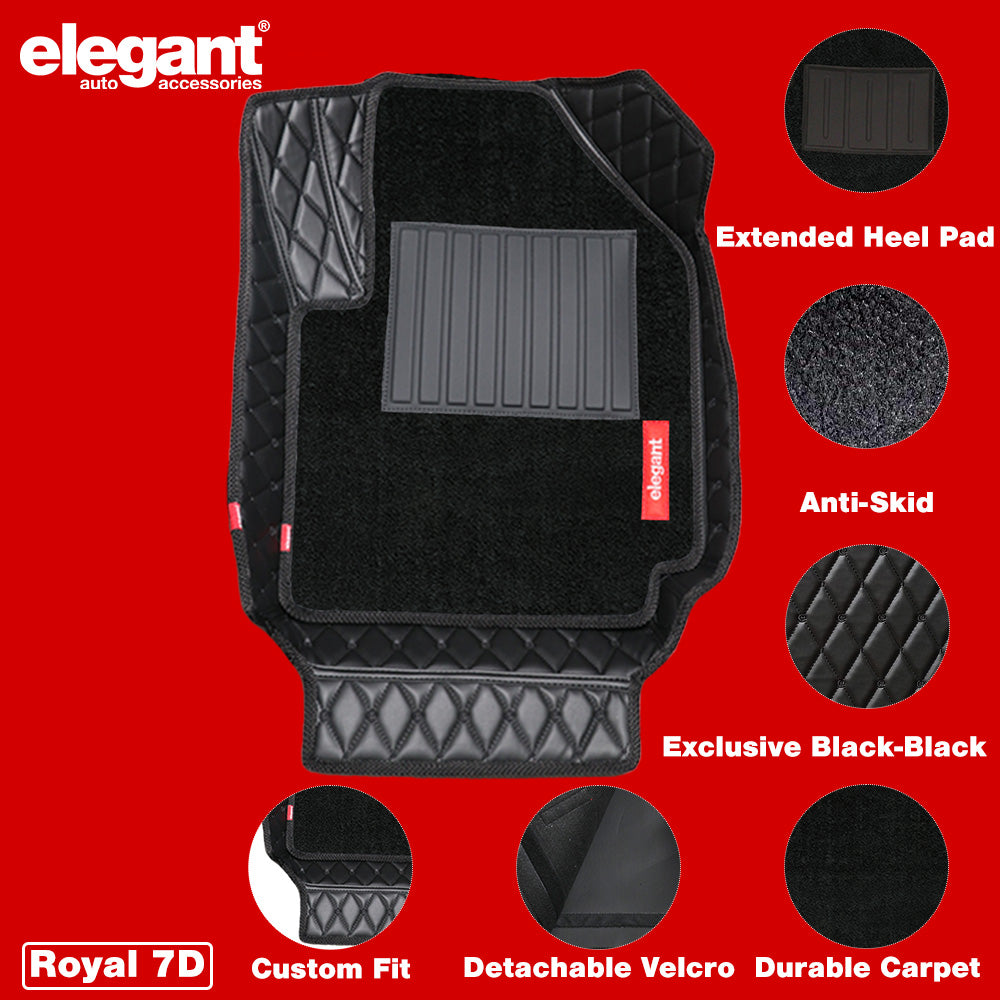 Royal 7D Car Floor Mats For Renault Kwid - Black Black | Elegant Auto Retail