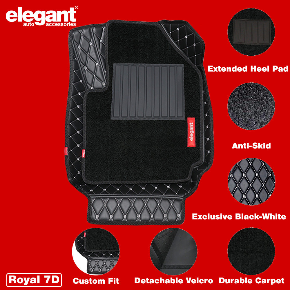 Royal 7D Car Floor Mats For Mahindra XUV 3XO - Black White | Elegant Auto Retail