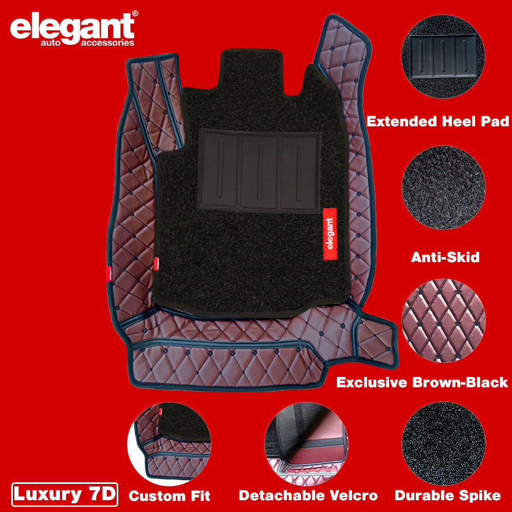 7D Car Floor Mats For Tata Harrier-  Brown Black | Elegant Auto Retail