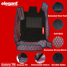 7D Car Floor Mats For Tata Harrier-  Brown Black | Elegant Auto Retail