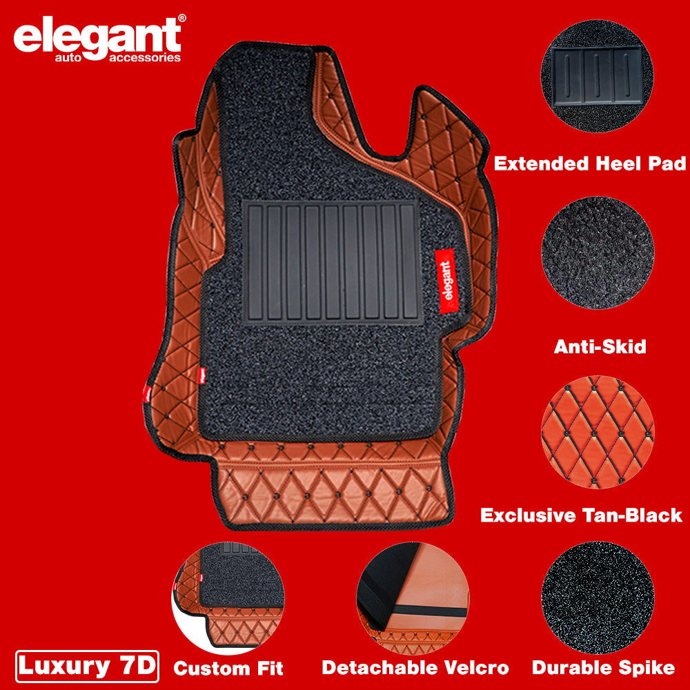 Luxury 7D Car Floor Mats For Kia Carnival - Tan Black | Elegant Auto Retail
