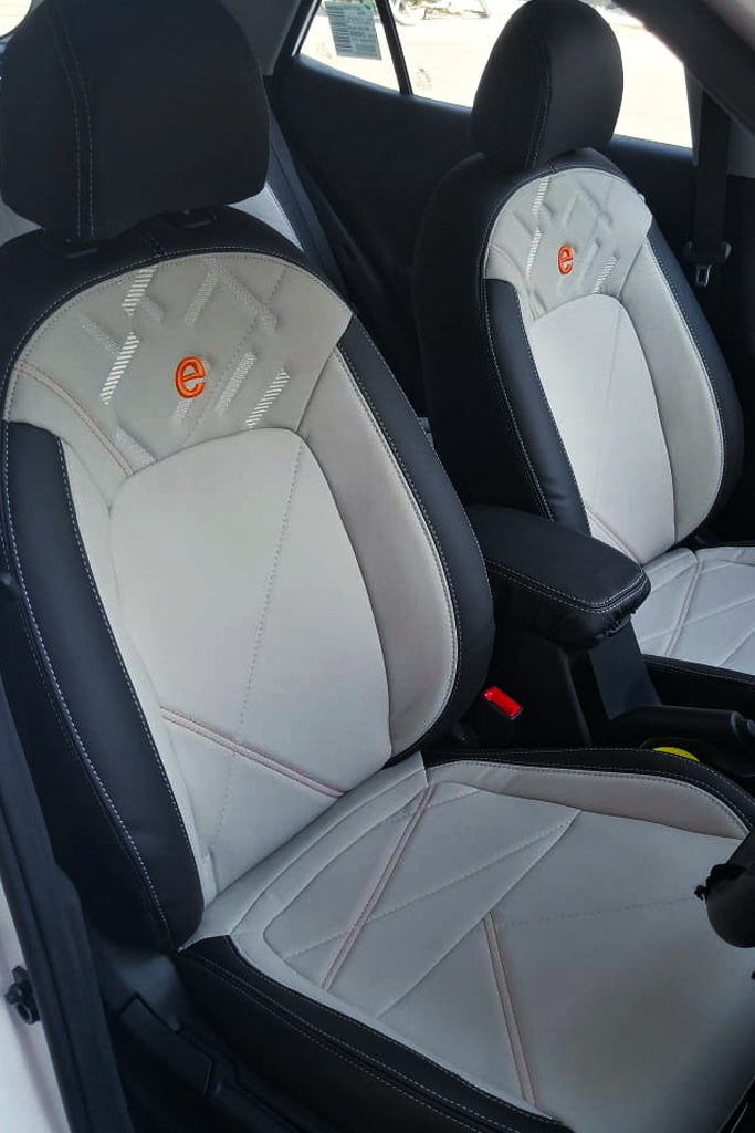 Victor Duo Art Leather Seat Cover Black Beige Orange, Luxury Leather Seat  Covers
