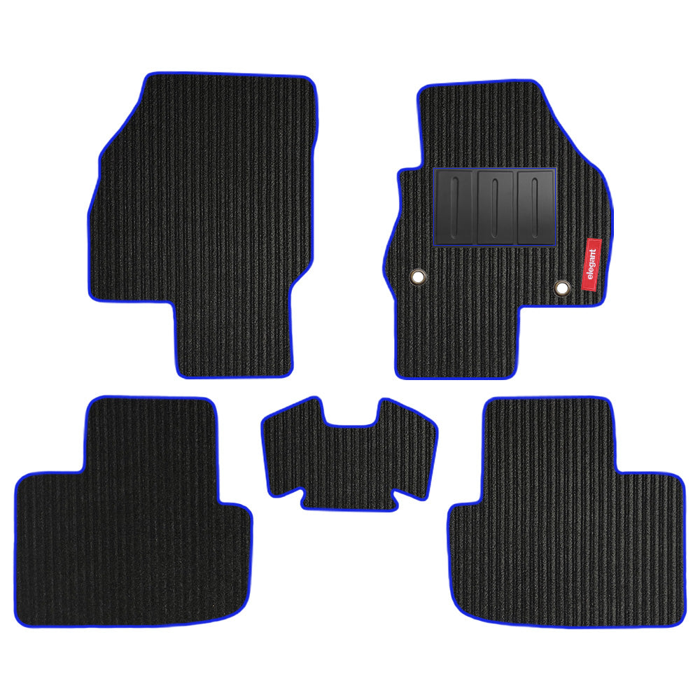 Cord Carpet Car Floor Mat For Skoda Kylaq - Black Blue | Elegant Auto Retail