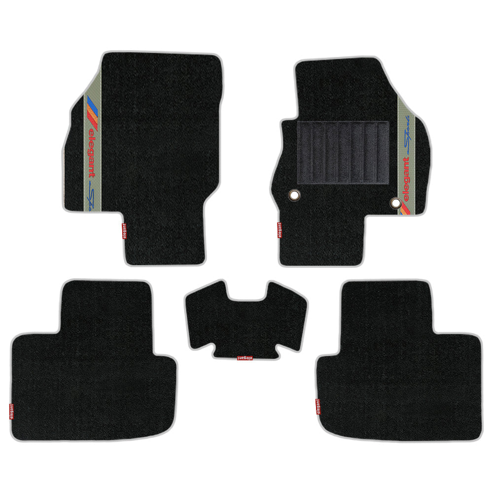 Sports Carpet Car Floor Mat For Skoda Kylaq - Black Beige | Elegant Auto Retail