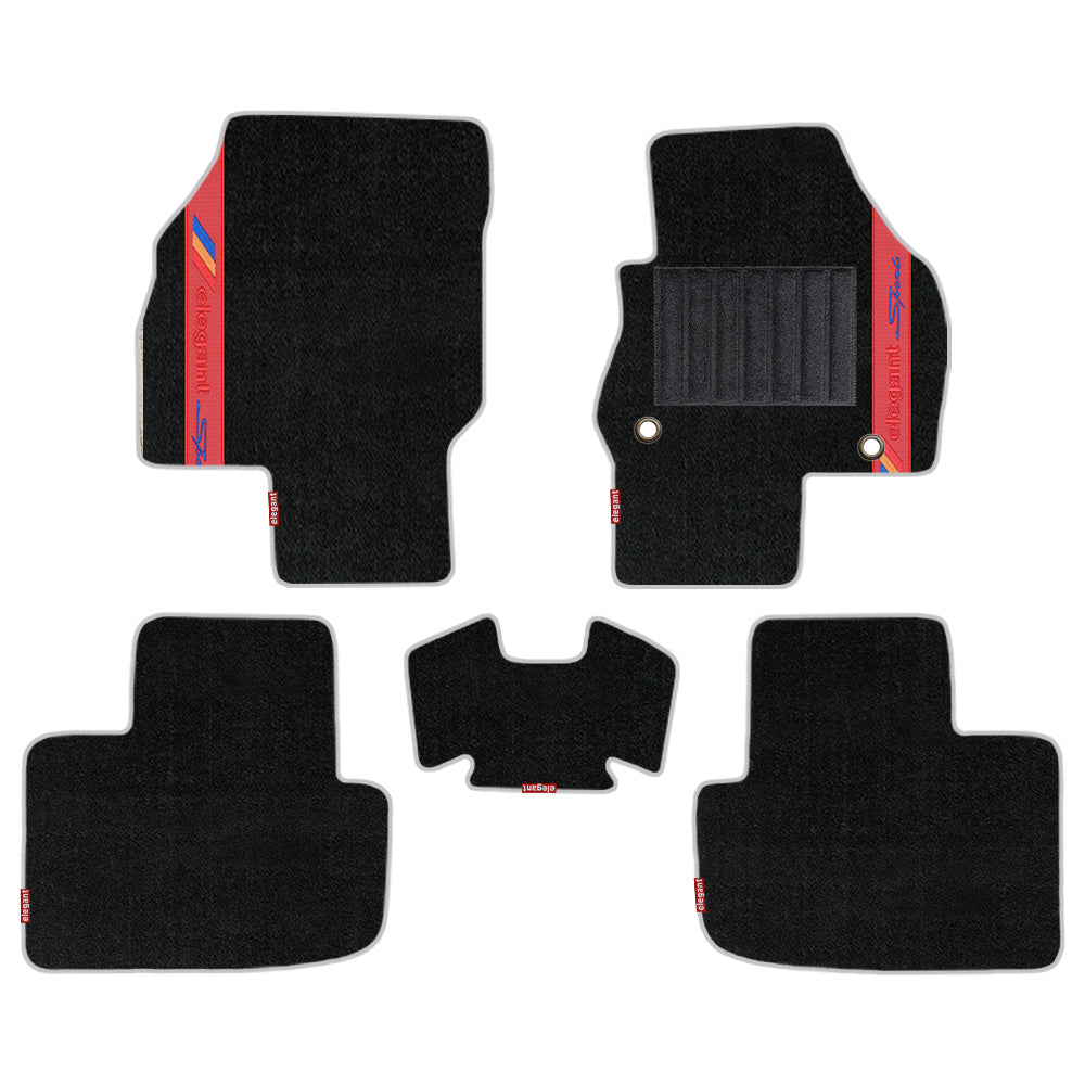 Sports Carpet Car Floor Mat For Skoda Kylaq - Black Red | Elegant Auto Retail