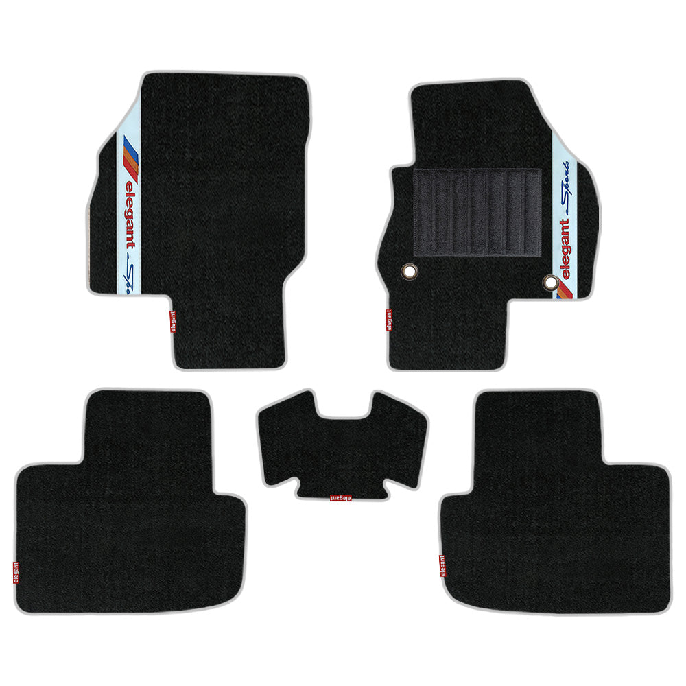 Sports Carpet Car Floor Mat For Skoda Kylaq - Black Silver | Elegant Auto Retail