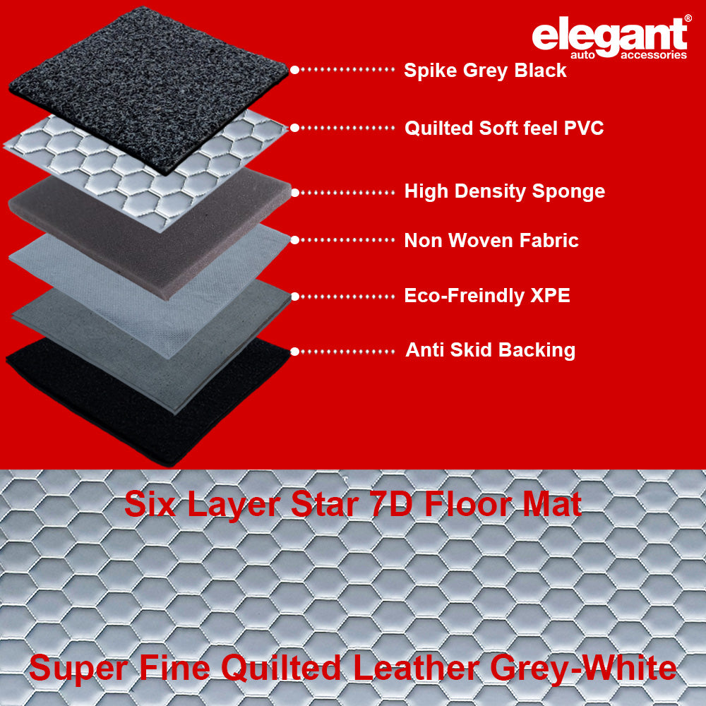 Star 7D Car Floor Mats For Volvo XC90 - Grey White | Elegant Auto Retail