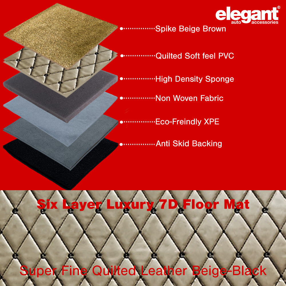 7D Car Floor Mats For Volkswagen Polo- Beige  Black | Elegant Auto Retail