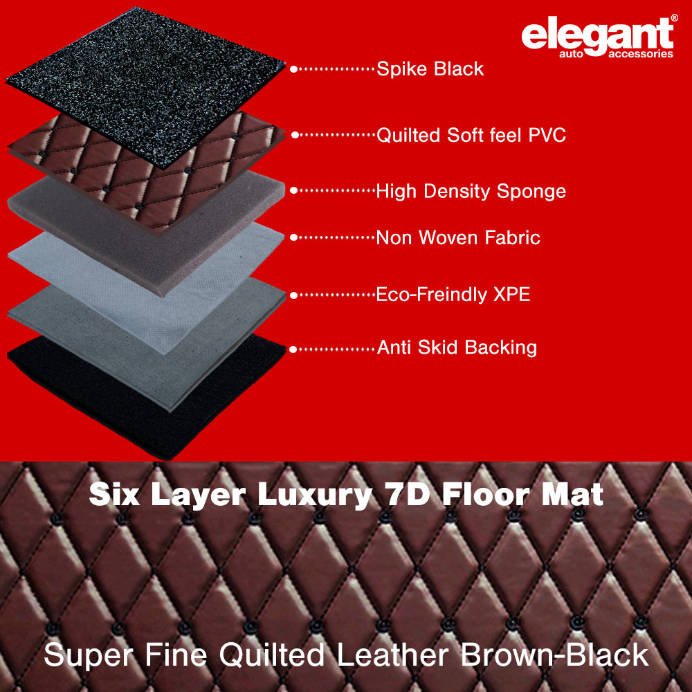7D Car Floor Mats For Mahindra Scorpio - Brown Black | Elegant Auto Retail