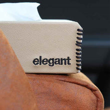 Leather Tissue Box Beige and Black | Elegant Auto Retail