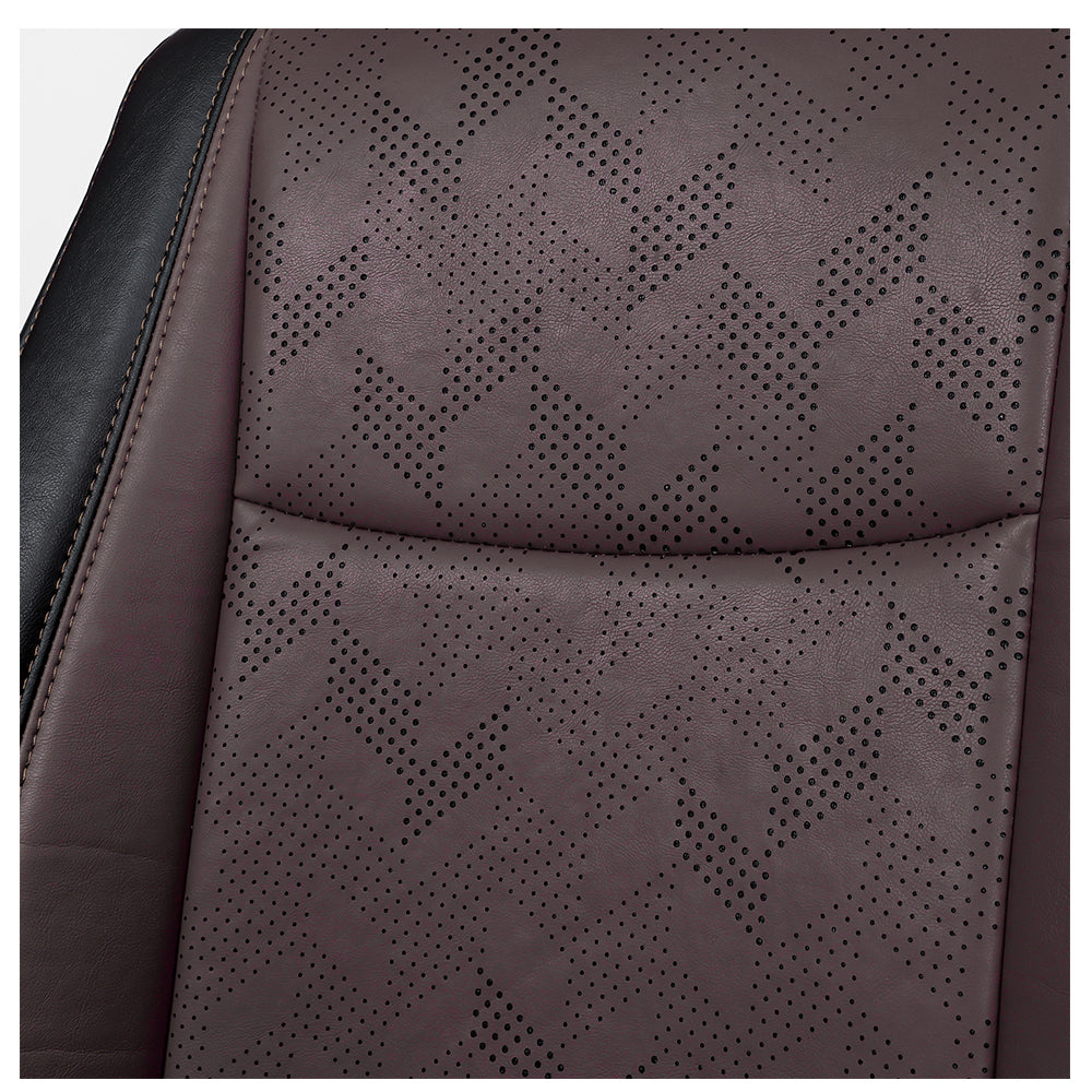 Apex Nappa PR Bucket Fit Art Leather Premium Car Seat Cover For Tata Safari | in MBrown-Black Colour | Elegant Auto Retail