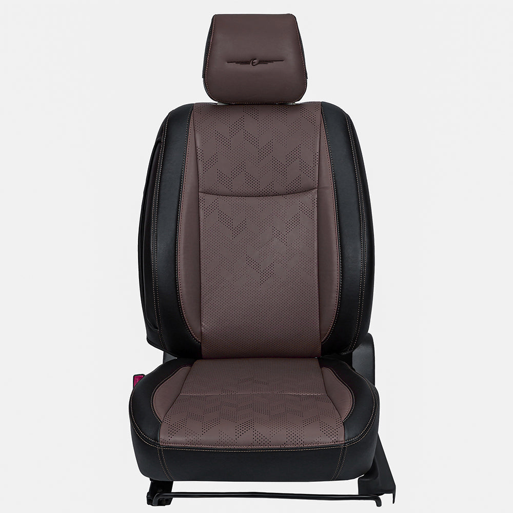 Apex Nappa PR Bucket Fit Art Leather Premium Car Seat Cover For Tata Tigor | in MBrown-Black Colour | Elegant Auto Retail