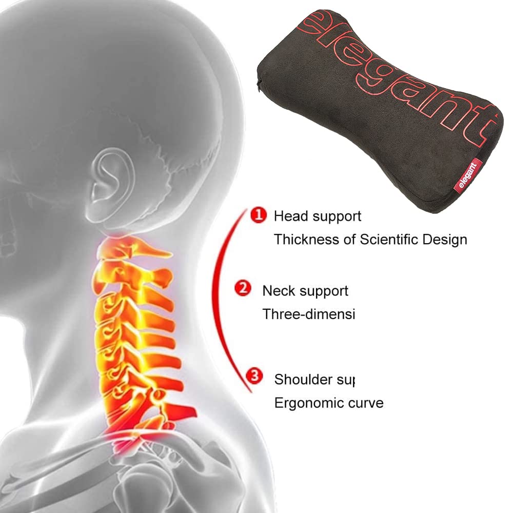 Memory Foam Car Neck Rest Pillow (Set of 2) In Black | Elegant Auto Retail