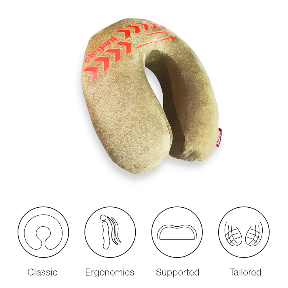 Memory Foam Travel Pillow Beige | Elegant Auto Retail