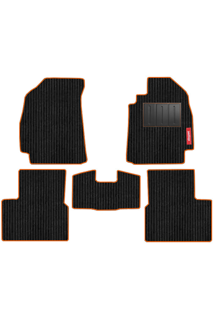 Cord Carpet Car Floor Mat For Volvo XC90 - Black Orange | Elegant Auto Retail