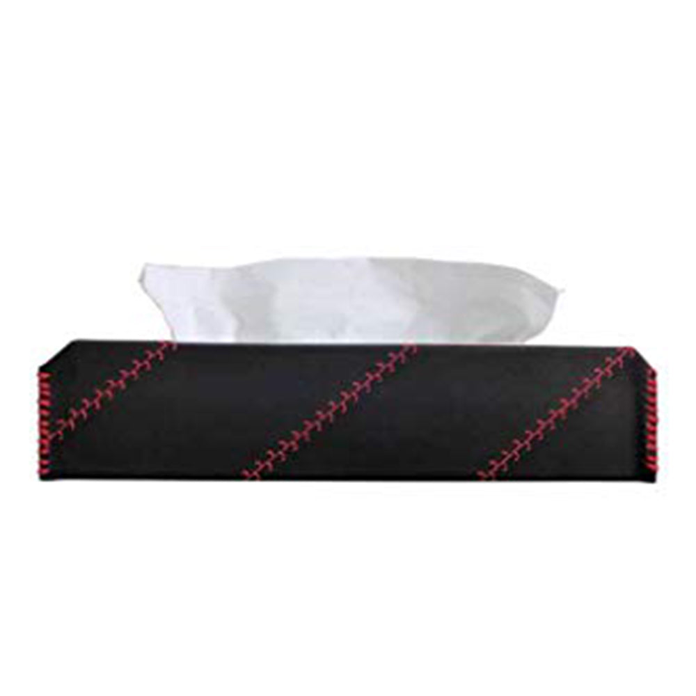 Nappa Leather Cross 1 Tissue Box in Black and Red | Elegant Auto Retail