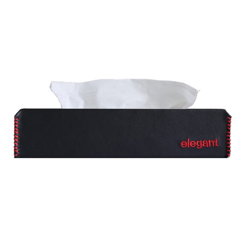 Nappa Leather Tissue Box Black and Red | Elegant Auto Retail