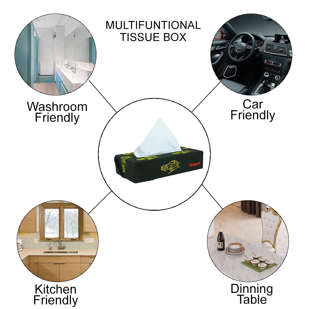 Nappa Leather Tissue Box Vintage Black And Yellow | Elegant Auto Retail