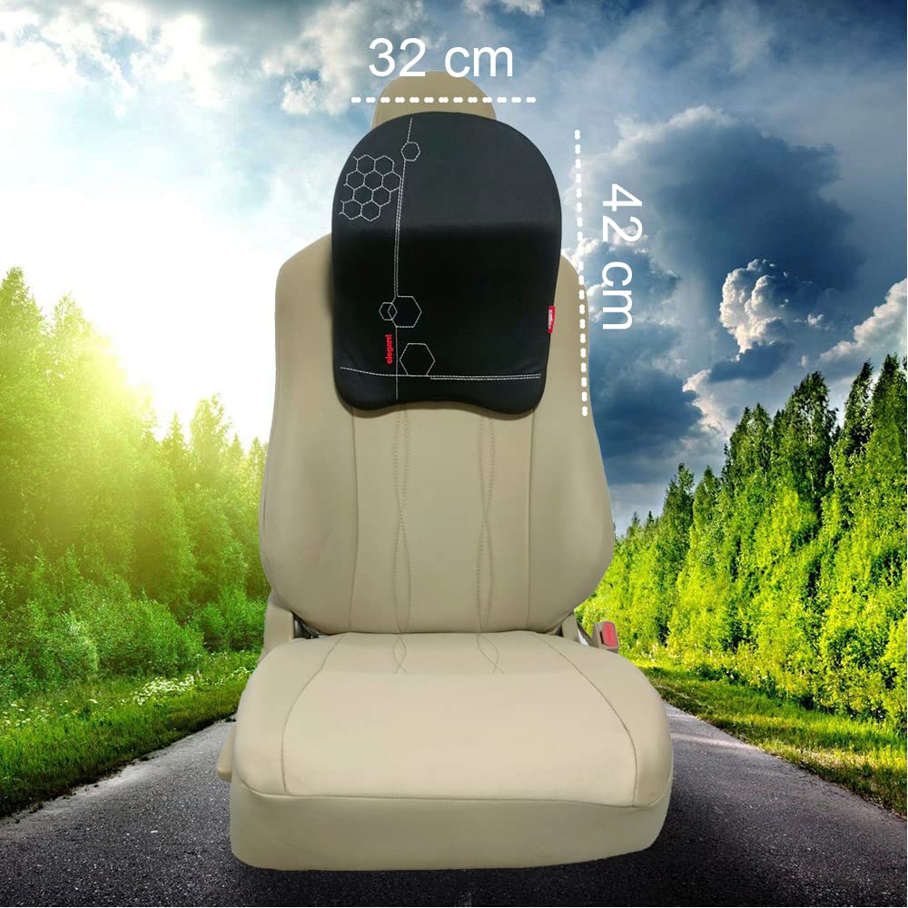 Elegant Zig Memory Foam Car Neck Rest XL Pillow Size (Black)