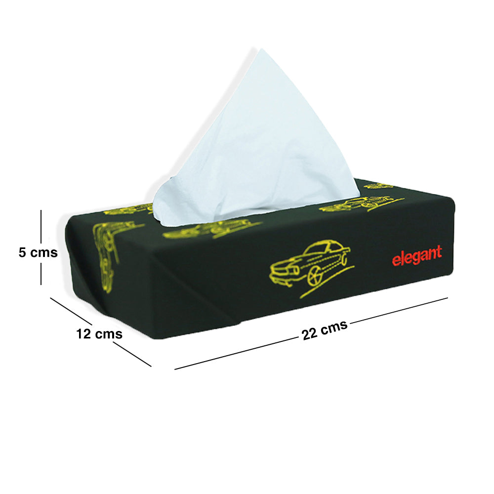 Nappa Leather Tissue Box Vintage Black And Yellow | Elegant Auto Retail