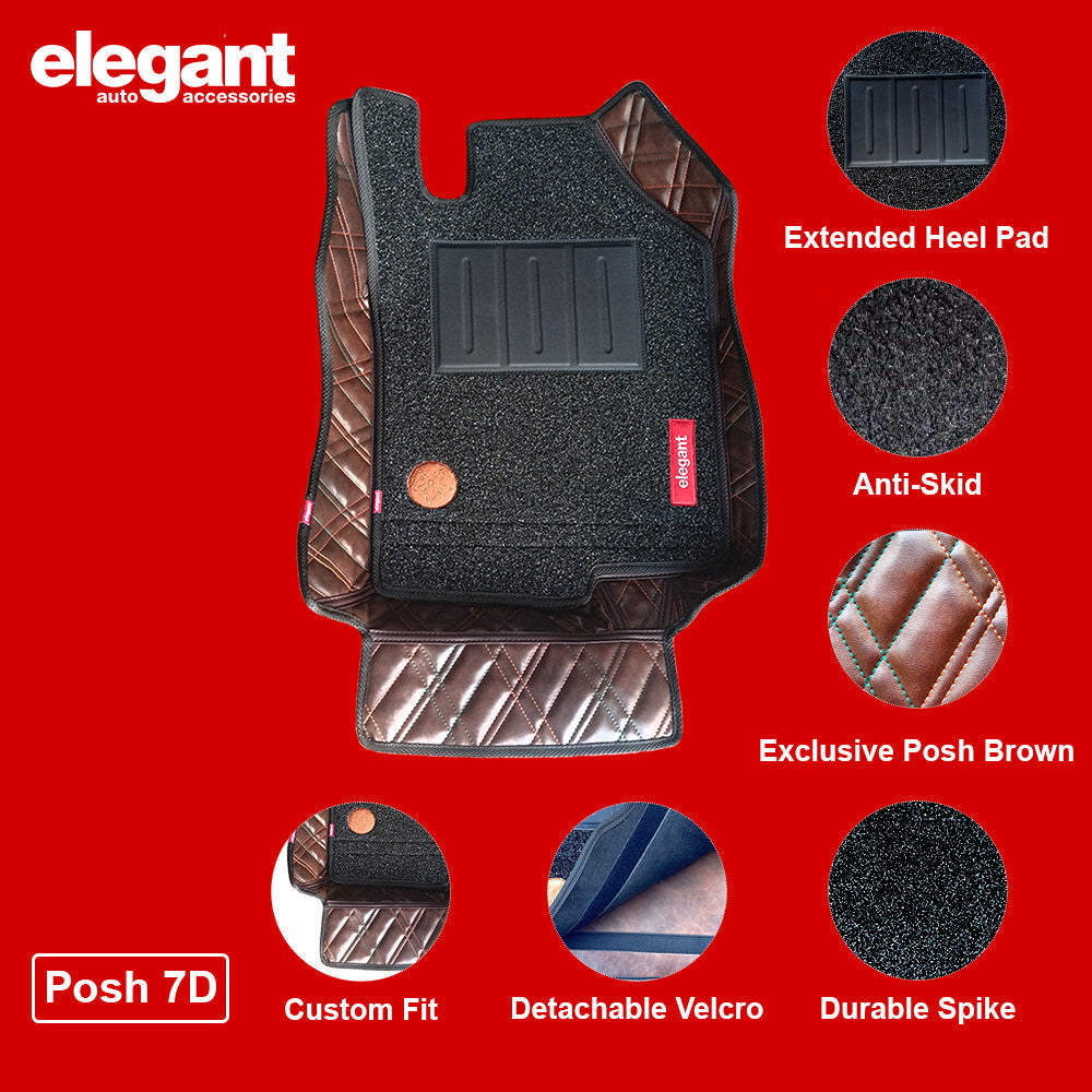 Posh 7D Car Floor Mats For Mahindra BE 6 - Brown Brown |Elegant Auto Retail