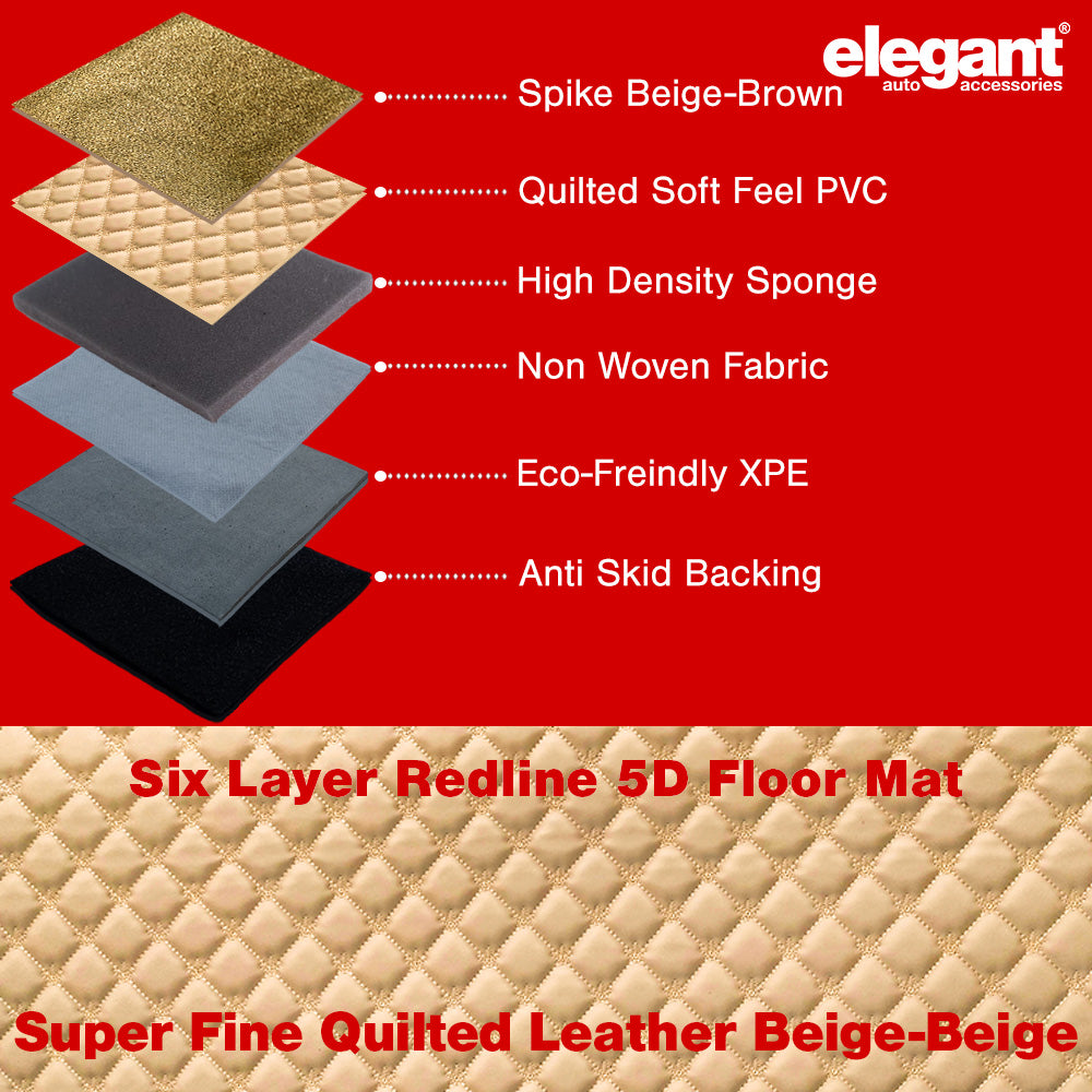 Redline 5D Car Floor Mat For Honda Brio - Beige Beige | Elegant Auto Retail