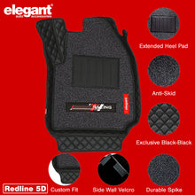Redline 5D Car Floor Mat For Mahindra Scorpio - Black Black | Elegant Auto Retail