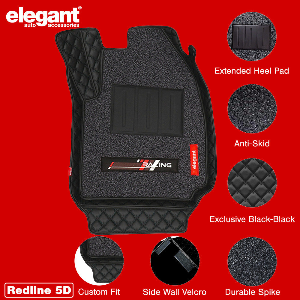 Redline 5D Car Floor Mat For Toyota Etios - Black Black | Elegant Auto Retail