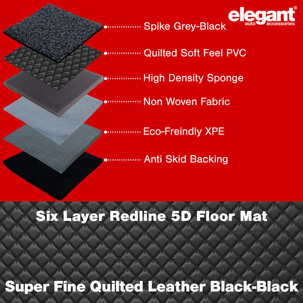 Redline 5D Car Floor Mat For Toyota Etios - Black Black | Elegant Auto Retail