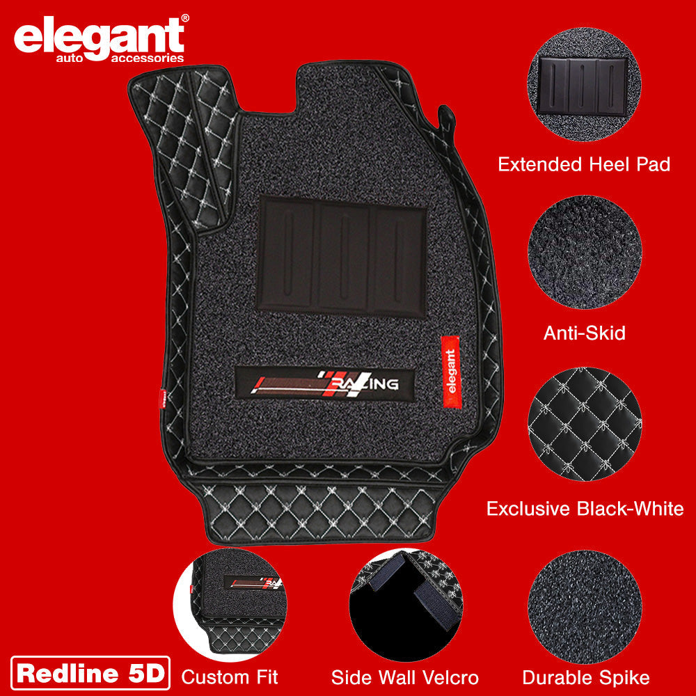 Redline 5D Car Floor Mat For Maruti Grand Vitara - Black White | Elegant Auto Retail