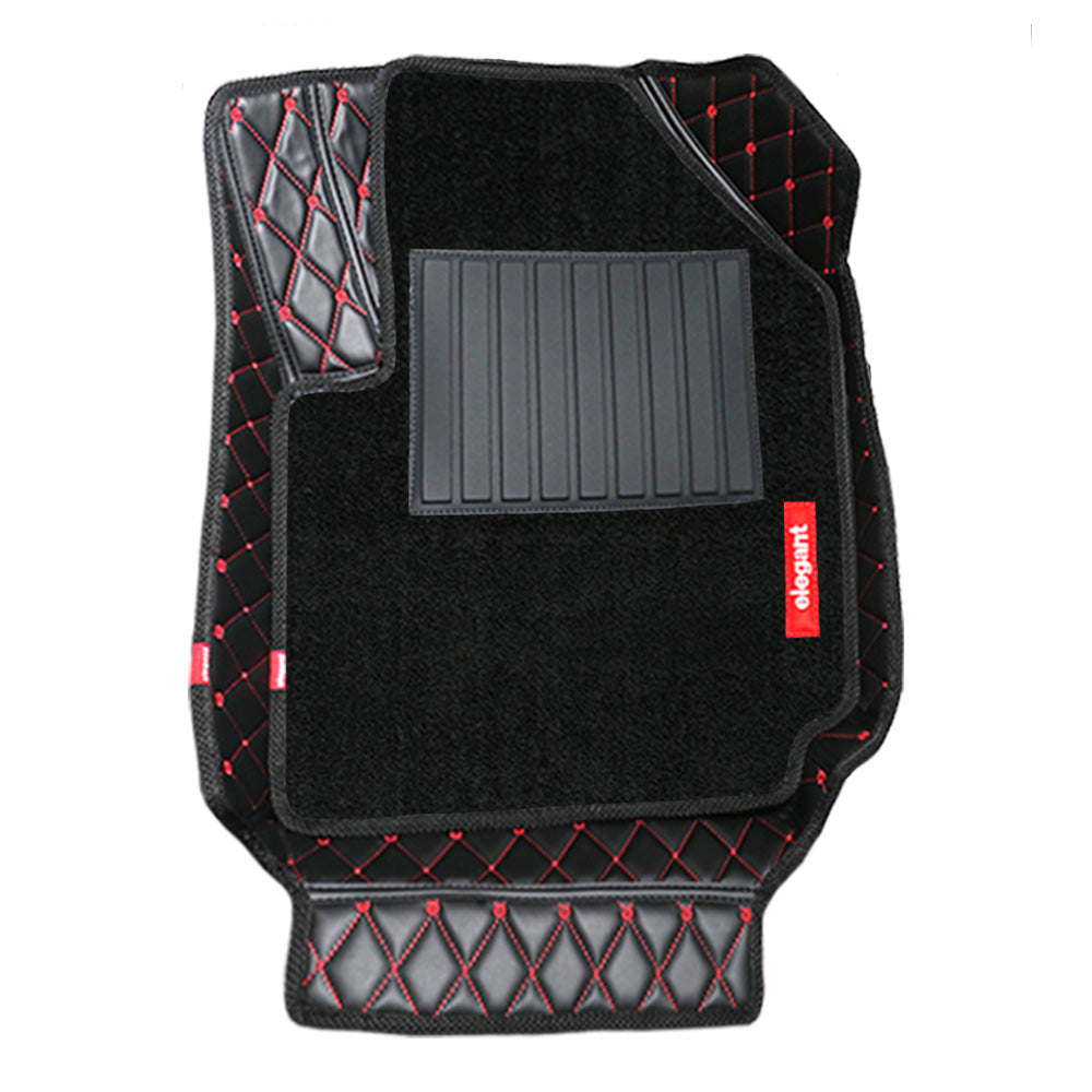 Royal 7D Car Floor Mats For Ford Endeavour - Black Red | Elegant Auto Retail