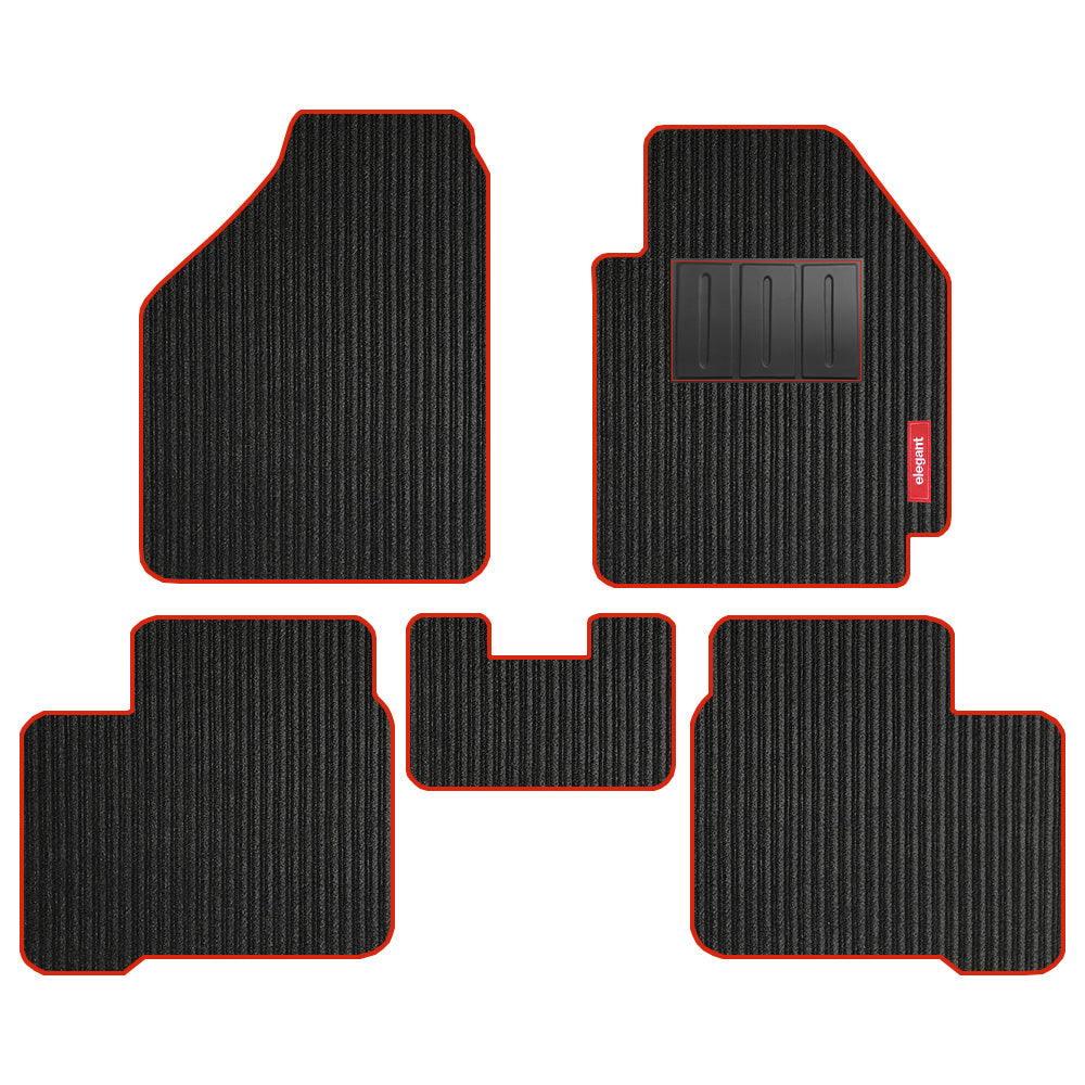 Cord Carpet Car Floor Mat For Maruti Swift - Black Red | Elegant Auto Retail