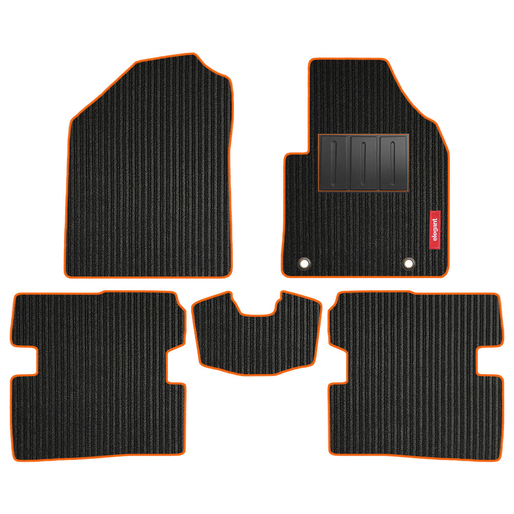 Cord Carpet Car Floor Mat For Audi Q5 - Black Orange | Elegant Auto Retail
