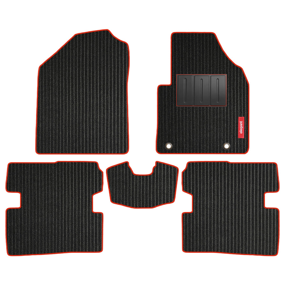 Cord Carpet Car Floor Mat For Audi Q5 - Black Red | Elegant Auto Retail