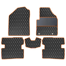 Luxury Leatherette Car Floor Mat For BMW 330i - Black Orange | Elegant Auto Retail