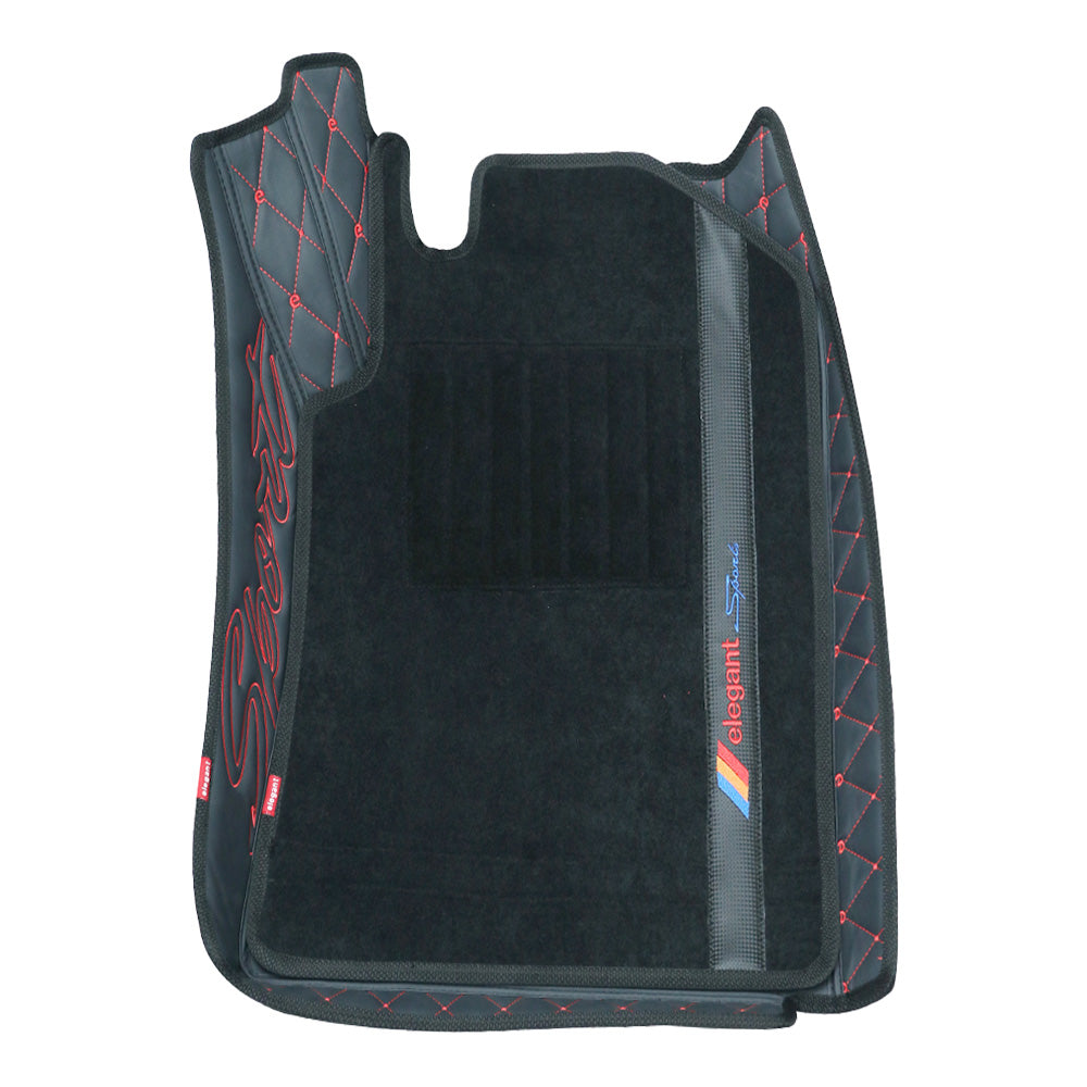 Sport 7D Carpet Car Floor Mat For BMW 330 Li - Black Red  |    Elegant Auto Retail