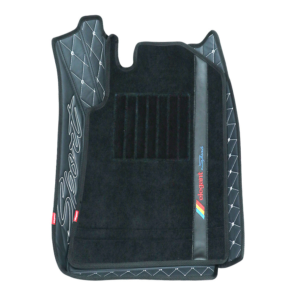 Sport 7D Carpet Car Floor Mat For Maruti S-Presso - Black White | Elegant Auto Retail