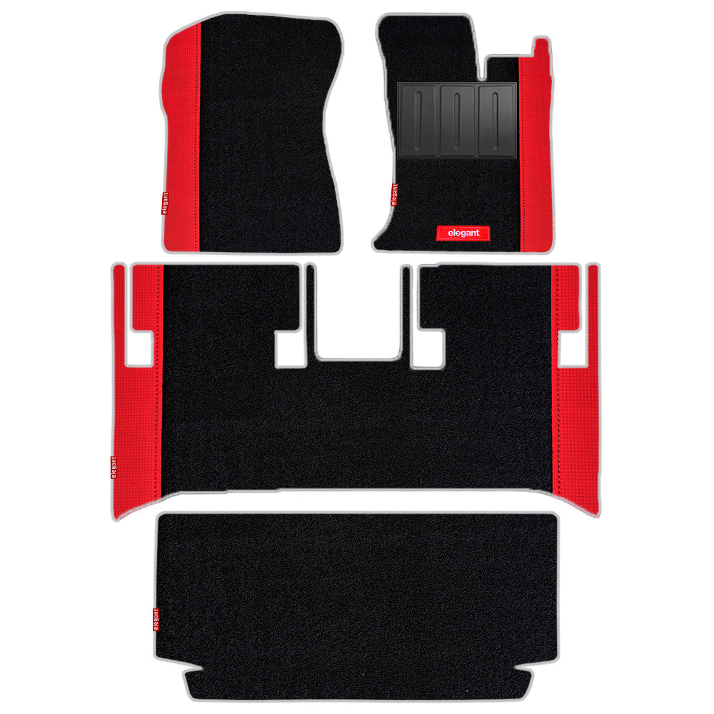 Duo Carpet Car Floor Mat For Mahindra Thar - Black Red | Elegant Auto Retail