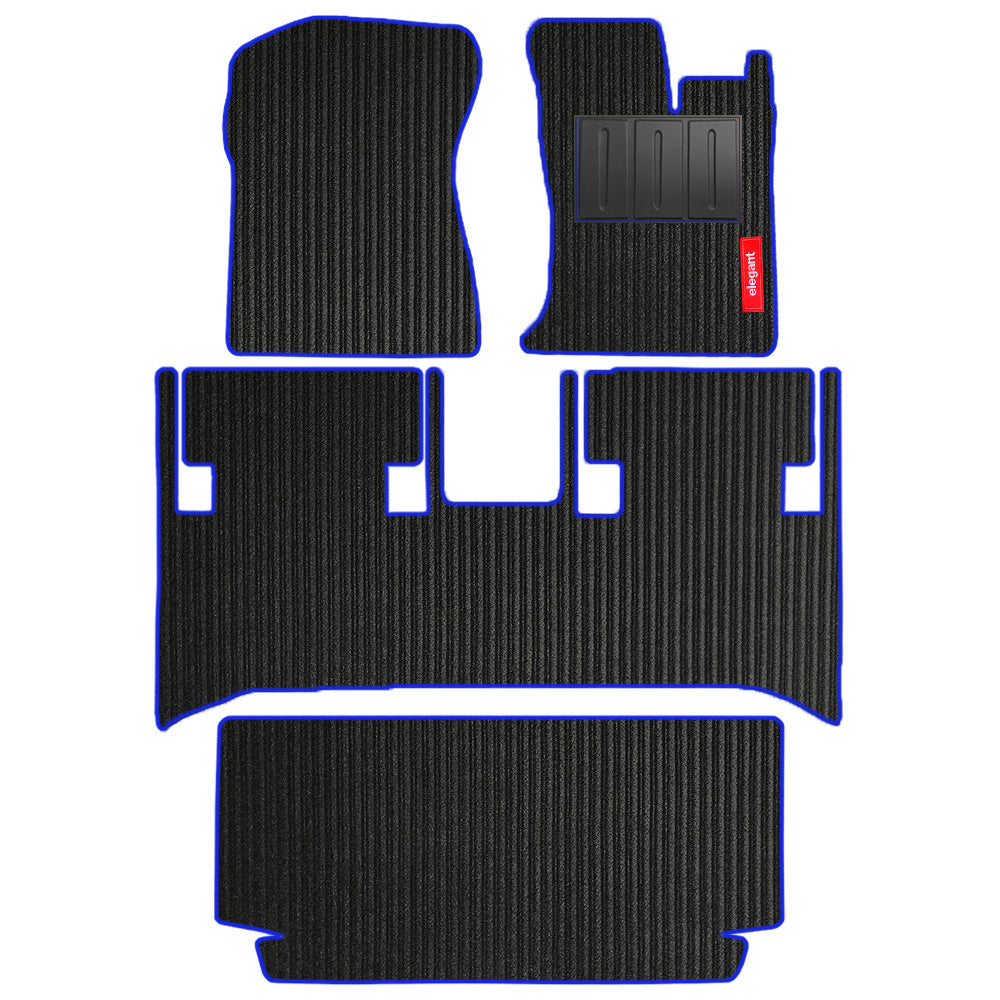 Cord Carpet Car Floor Mat For Mahindra Thar - Black Blue | Elegant Auto Retail