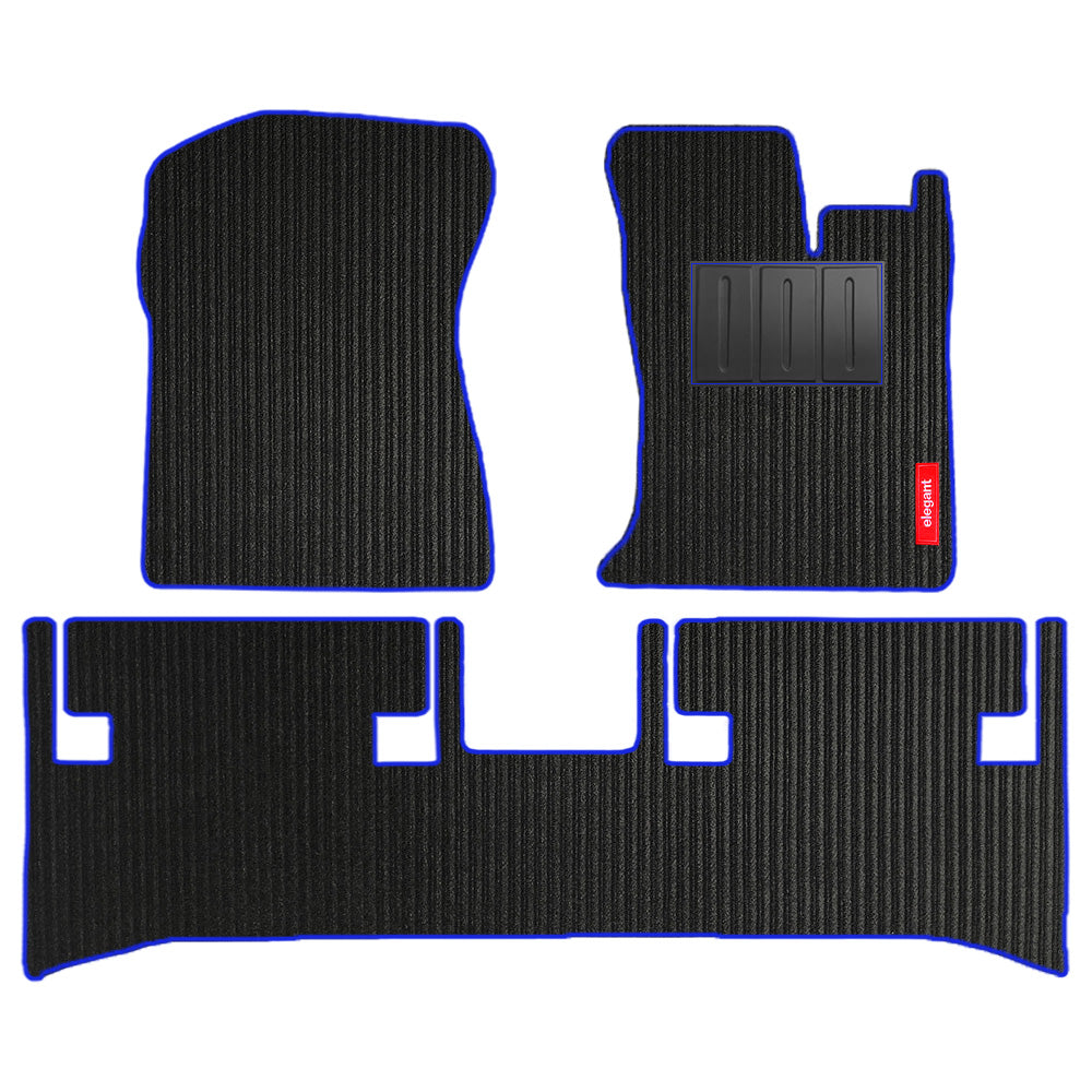 Cord Carpet Car Floor Mat For Mahindra Thar - Black Blue | Elegant Auto Retail