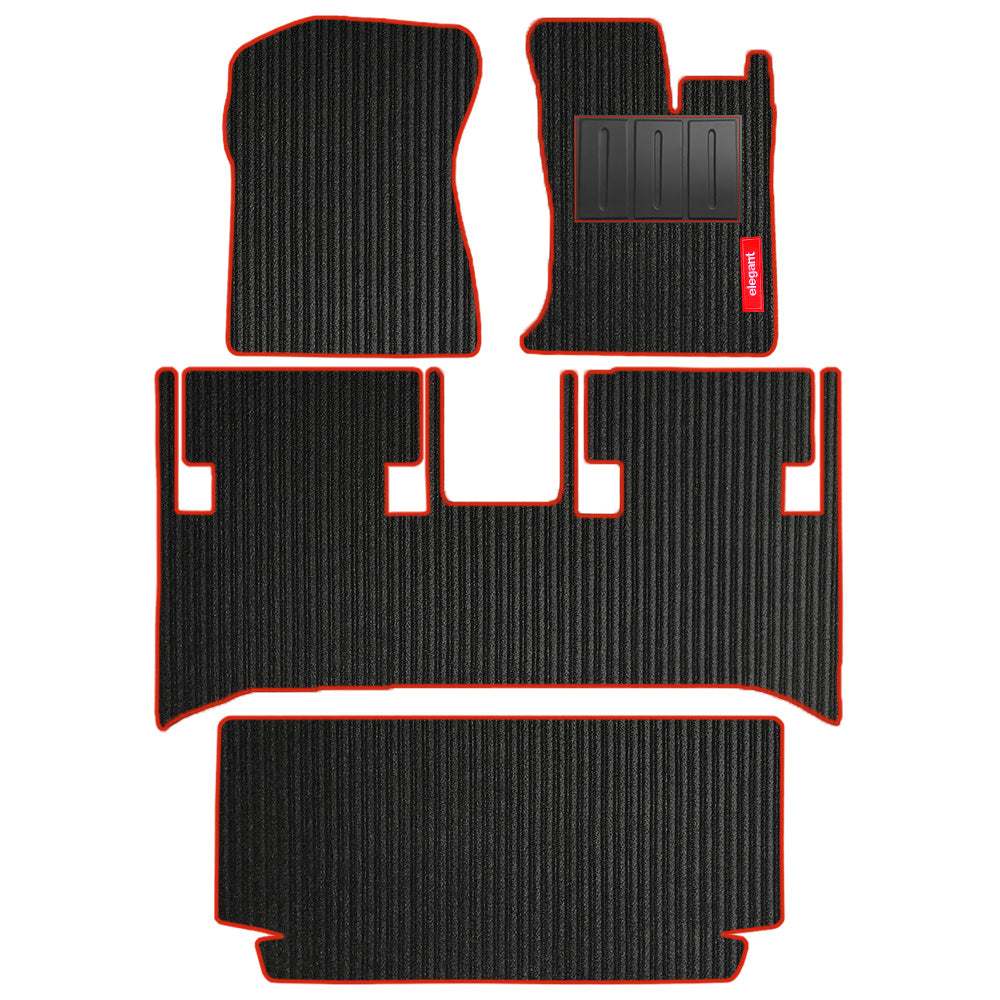 Cord Carpet Car Floor Mat For Mahindra Thar - Black Red | Elegant Auto Retail